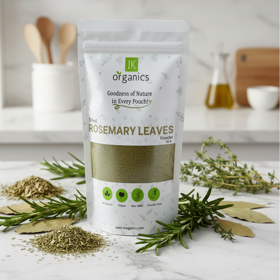 Package of IK Organics dried rosemary leaves powder 50g