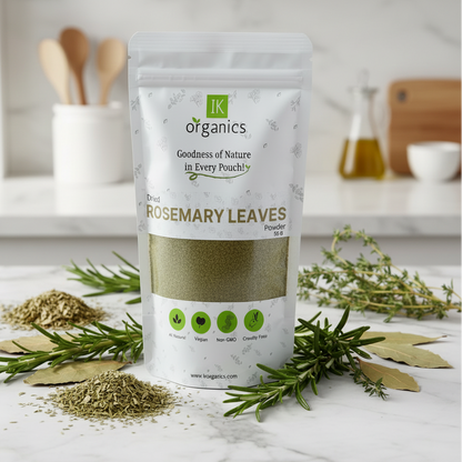 Package of IK Organics dried rosemary leaves powder 50g